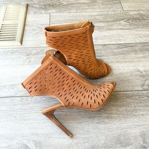 Vince Camuto Waver Silk Goat Cut Out Open Toe Leather Heeled Booties